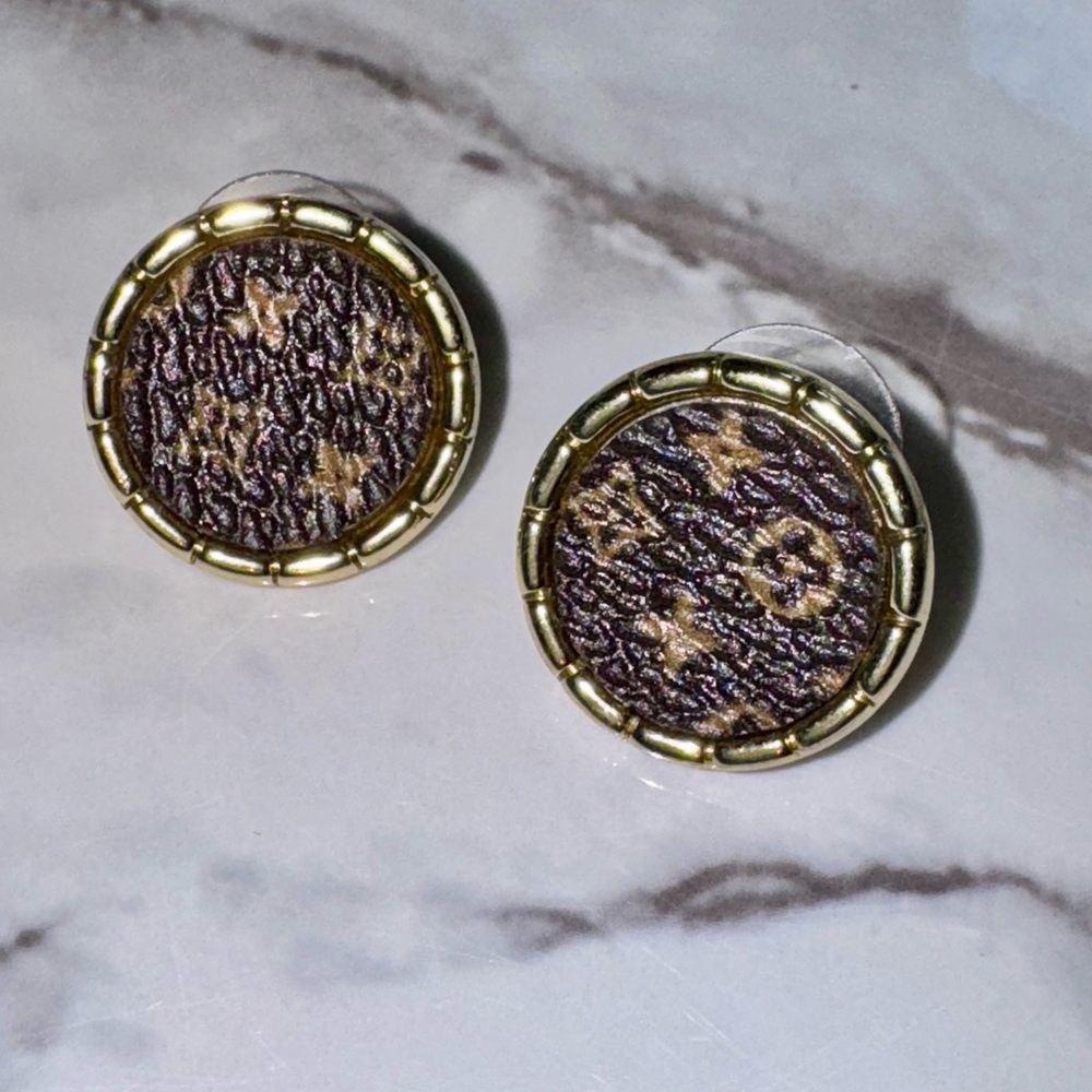 Upcycled LV button earring